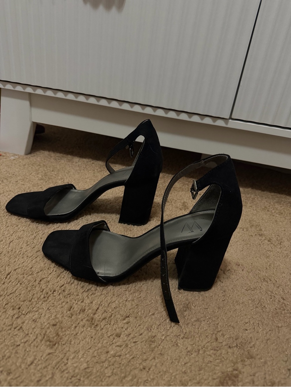 Women's Black Ankle-Strap Block Heel Sandals